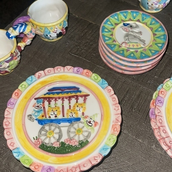 Vintage 1995 Mercuries Circus 14 Piece Hand Painted Children's Tea Set - Picture 6 of 14